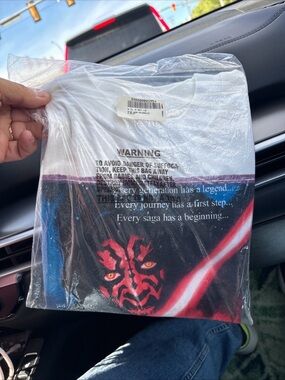 LG White Warning Graphic Tee with Black Text